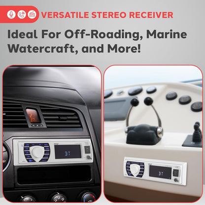 Marine Stereo Kit Hands-Free Bluetooth 5.25 Waterproof Speakers White
