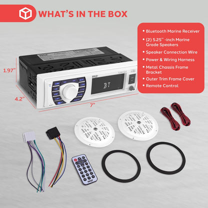 Marine Stereo Kit Hands-Free Bluetooth 5.25 Waterproof Speakers White