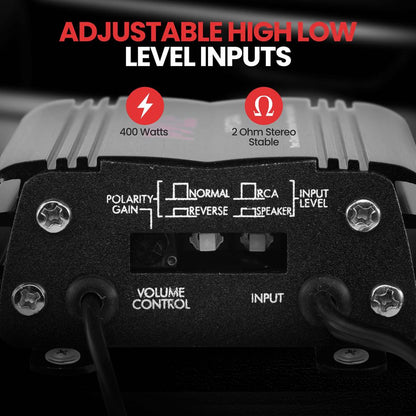 2-Channel Marine Amplifier Waterproof 400W Power RCA Input