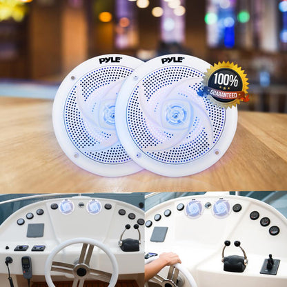 Marine Speakers Waterproof 100W LED Lights Low-Profile White