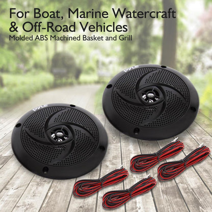 Marine Speakers 180W Waterproof LED Lights Slim Design Blue
