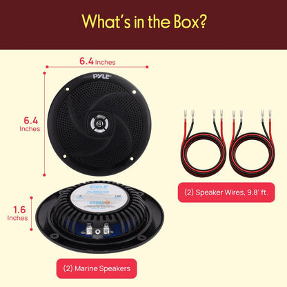 5.25 180W Waterproof Marine Speakers Low-Profile Slim Style (2 Pack)