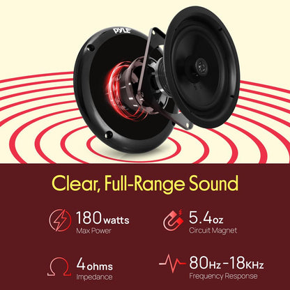 5.25 180W Waterproof Marine Speakers Low-Profile Slim Style (2 Pack)