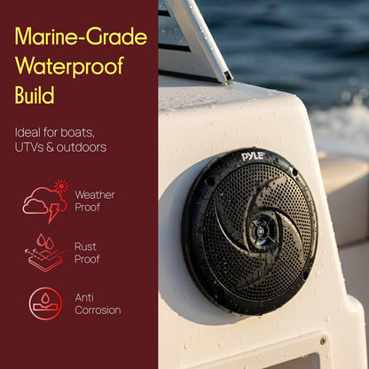 5.25 180W Waterproof Marine Speakers Low-Profile Slim Style (2 Pack)