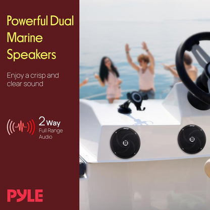5.25 180W Waterproof Marine Speakers Low-Profile Slim Style (2 Pack)