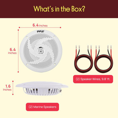 Marine Speakers 180W Waterproof 5.25 Low-Profile White