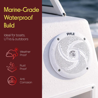 Marine Speakers 180W Waterproof 5.25 Low-Profile White
