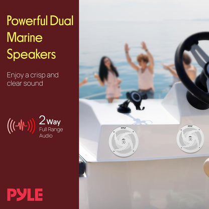 Marine Speakers 180W Waterproof 5.25 Low-Profile White