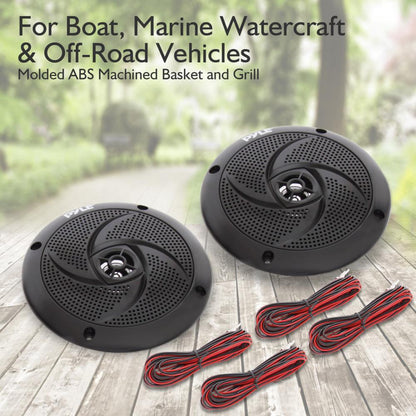 Marine Waterproof Speakers 6.5 - 240W LED Lights Slim Style Blue