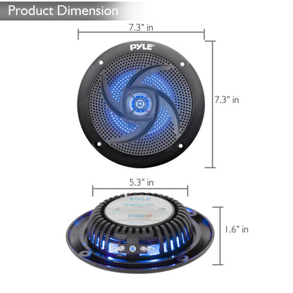 Marine Waterproof Speakers 6.5 - 240W LED Lights Slim Style Blue
