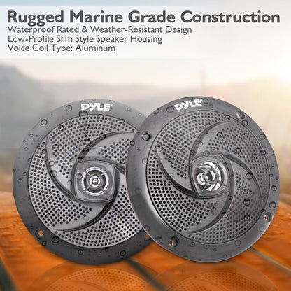Marine Waterproof Speakers 6.5 - 240W LED Lights Slim Style Blue
