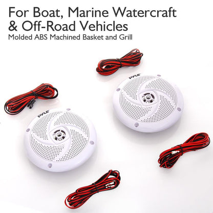Marine Speakers 6.5 Waterproof 240W LED Lights White