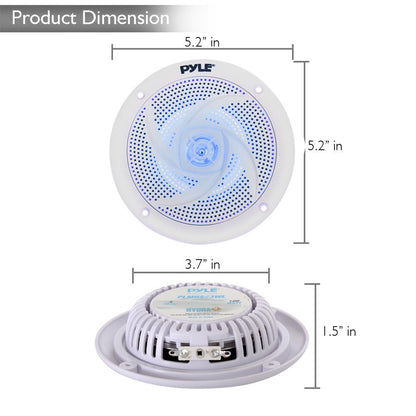 Marine Speakers 6.5 Waterproof 240W LED Lights White