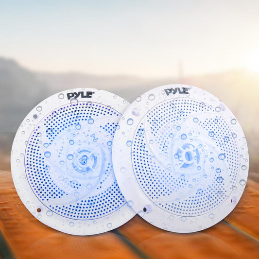Marine Speakers 6.5 Waterproof 240W LED Lights White