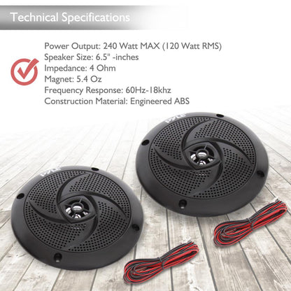 6.5 Inch Low-Profile Marine Speakers