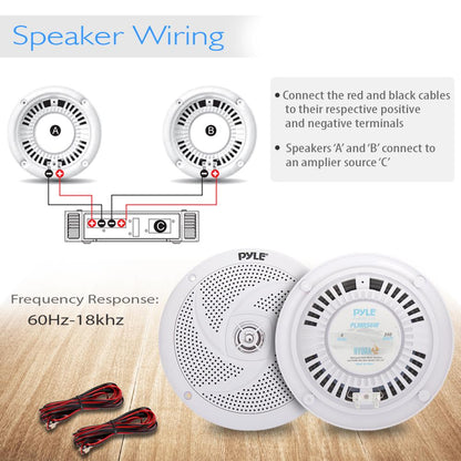 Marine Speakers 240W Waterproof 6.5 Low-Profile Slim White