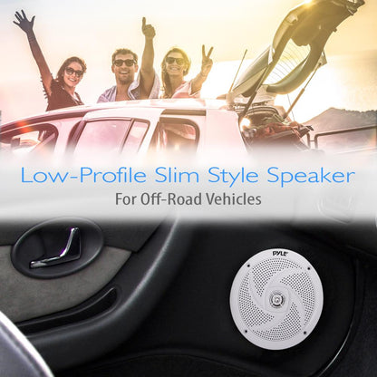 Marine Speakers 240W Waterproof 6.5 Low-Profile Slim White