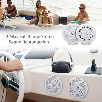 Marine Speakers 240W Waterproof 6.5 Low-Profile Slim White