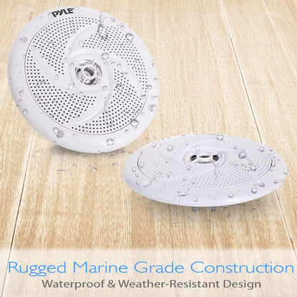 Marine Speakers 240W Waterproof 6.5 Low-Profile Slim White