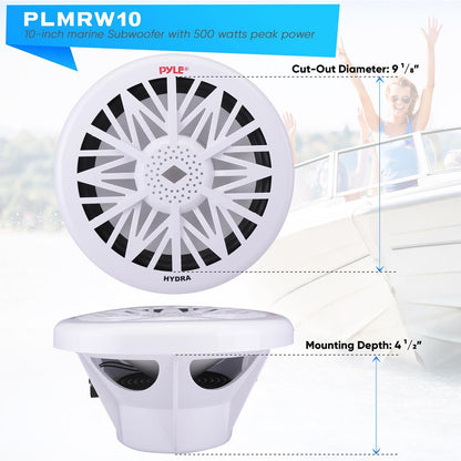 10 Marine Subwoofer 500W Waterproof Polypropylene Cone White
