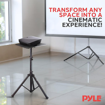 Laptop Projector Tripod Stand - Adjustable Metal Portable 14x11 Tray