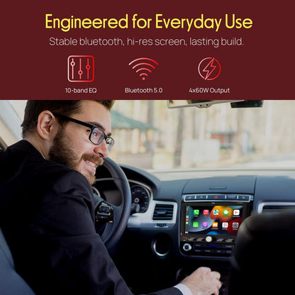 7 Single Din Touchscreen Car Stereo – With Wireless Apple Carplay & Android Auto Bluetooth Type-C & Usb Fast Charging Aux/Sd And Hands-Free Calling (Black)