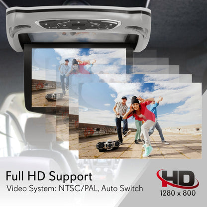 Car Roof DVD Player 13.3 Flip-Down Screen HDMI USB Grey