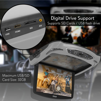 Car Roof DVD Player 13.3 Flip-Down Screen HDMI USB Grey