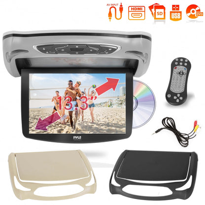 Car Roof DVD Player 13.3 Flip-Down Screen HDMI USB Grey