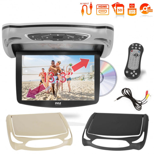 Car Roof DVD Player 13.3 Flip-Down Screen HDMI USB Grey