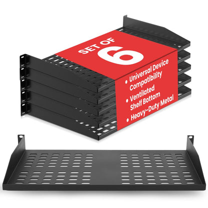 6-Pc 1U Server Rack Shelf Mount Tray (6 Pack)