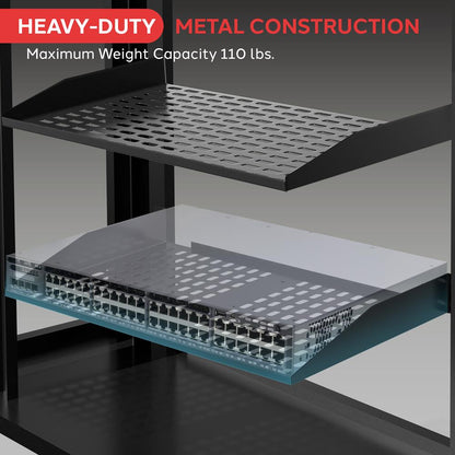 2U Server Rack Shelf Enhanced Airflow Heavy-Duty Steel Black