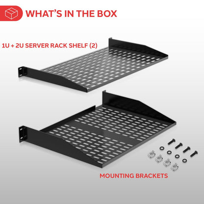 19 Server Rack Shelves 110lbs Capacity Ventilated Steel