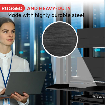 2U Server Rack Shelf 2 Pack - 110lbs Capacity Vented Steel