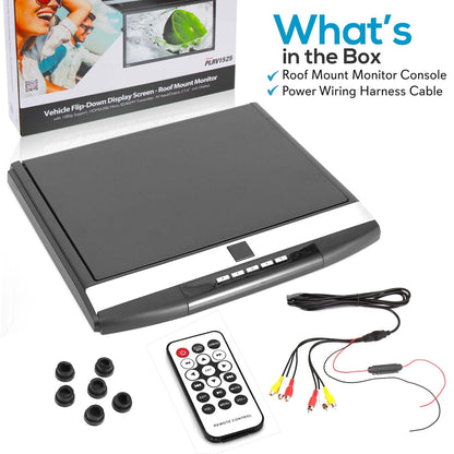 15.6 Flip-Down Car Monitor Hi-Res 1680x800p HDMI/USB Roof Mount