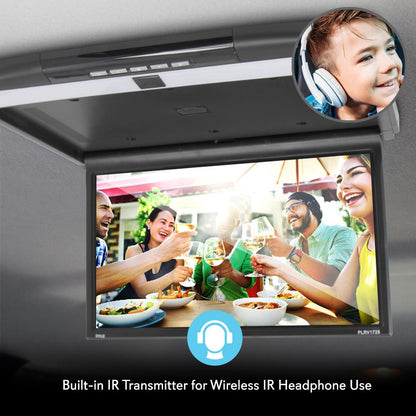 Car Overhead Monitor 1080p LCD 17.3 Flip-Down Screen HDMI/USB/SD