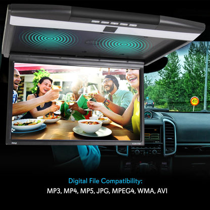 Car Overhead Monitor 1080p LCD 17.3 Flip-Down Screen HDMI/USB/SD