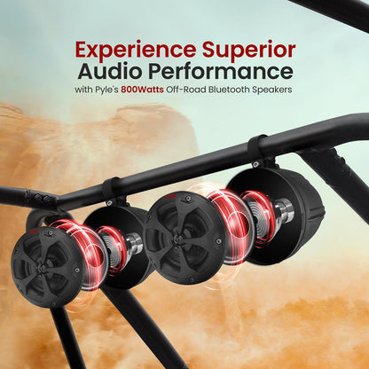 2-Way Waterproof Off-Road Speakers 800W Marine Grade 4 Woofer Black