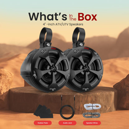 2-Way Waterproof Off-Road Speakers 800W Marine Grade 4 Woofer Black
