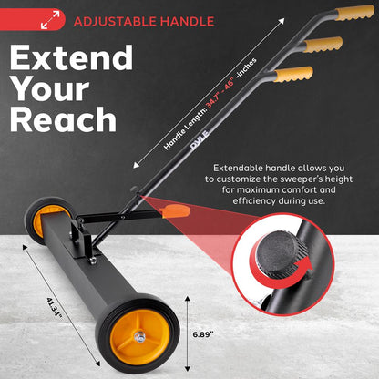 Rolling Magnetic Sweeper With Wheels