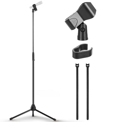 Tripod Microphone Stand Height Adjustable Sturdy Steel Non-Slip Feet