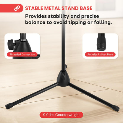 Tripod Mic Stand Secure Hold Adjustable 52-79 Sturdy Steel