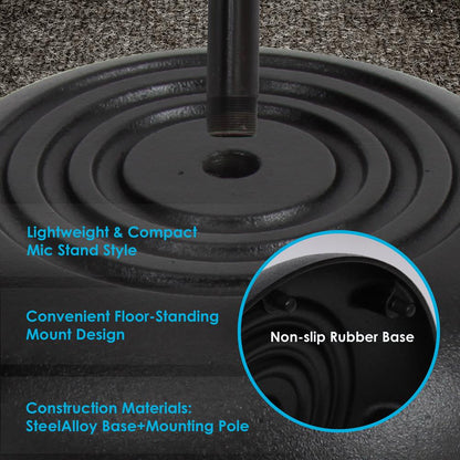 Adjustable Mic Stand - Height Adjustable Sturdy Metal Base 2.8-5