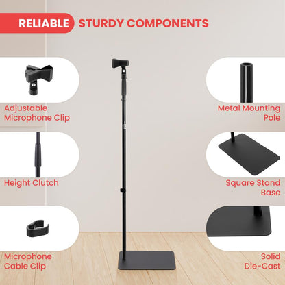 Microphone Stand Height Adjustable Die-Cast Base Studio/Concert Use