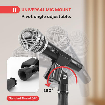 Microphone Stand Height Adjustable Die-Cast Base Studio/Concert Use