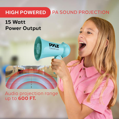 Portable Megaphone 600ft Range Built-in Mic Turquoise