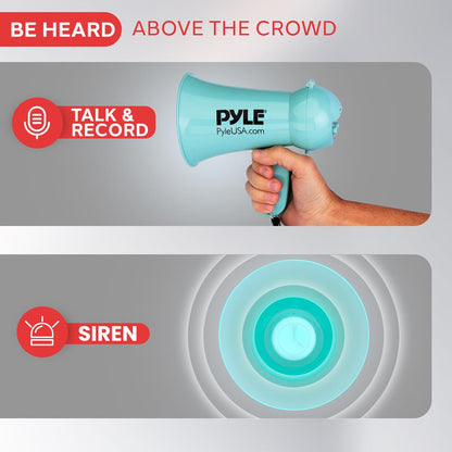 Portable Megaphone 600ft Range Built-in Mic Turquoise
