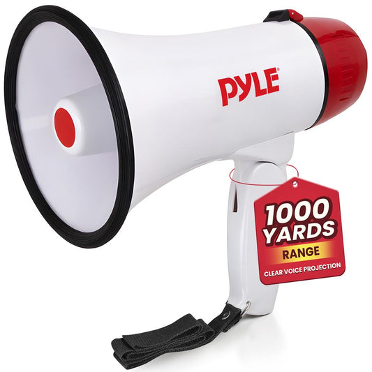 20W Megaphone Bullhorn 800-Yard Range Siren Mode White