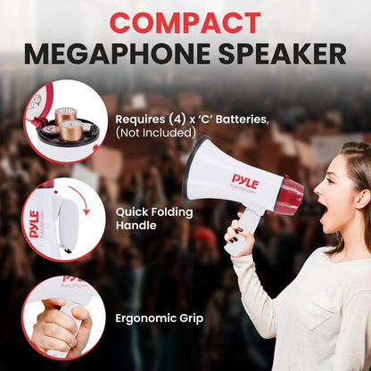20W Megaphone Bullhorn 800-Yard Range Siren Mode White