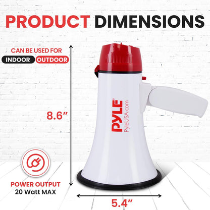 20W Megaphone Bullhorn 800-Yard Range Siren Mode White